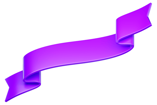 3d label ribbon. Glossy violet, purple blank plastic banner for advertisment, promo and decoration elements. High quality isolated render png