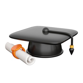 3d graduation cap with diploma. Element for back to school, learning and online education banners. High quality isolated render png