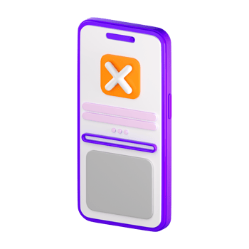 3d smartphone mockup with denied payment on it screen. Online banking, money transaction,  mobile payments, shopping concept.  High quality isolated render png