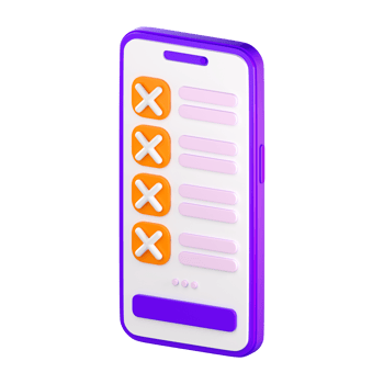 3d smartphone with checklist on the screen. Todo or tasks list, vote form, online survey, feedback or examination concept. High quality isolated render png