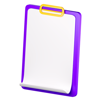 3d empty cheklist clipboard icon. Todo or tasks list, vote form, online survey, feedback or examination concept. High quality isolated render png