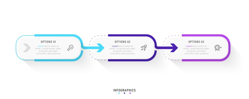 Vector Infographic label design template with icons and 3 options or steps. Can be used for process diagram, presentations, workflow layout, banner, flow chart, info graph.