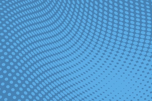 Blue pop art background with halftone dots in retro comic style. Vector illustration.