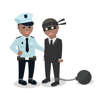 Police african Caught Thief design character on white background vector