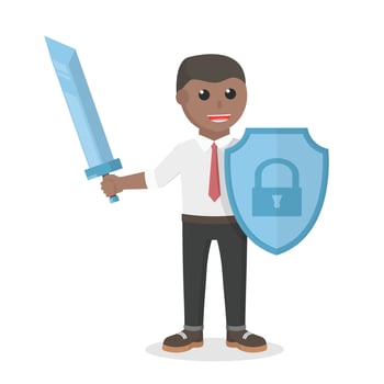 businessman african knight defender design character on white background vector