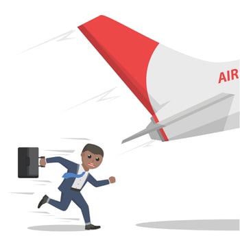 businessman african missed the plane design character on white background vector