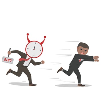 businessman african pursuit by time design character on white background vector