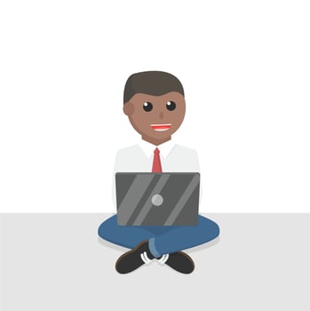 businessman african work by laptop design character on white background vector