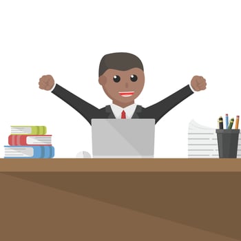 businessman african working with laptop design character on white background vector