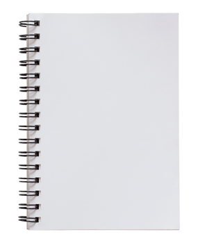 blank white spiral notebook isolated with clipping path for mockup png