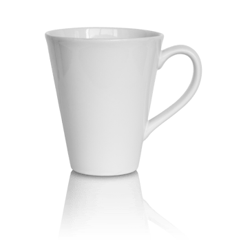 empty white cup isolated with reflect floor for mockup png