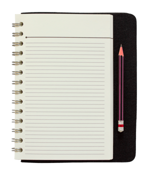 blank spiral notebook and pencil isolated with clipping path for mockup png