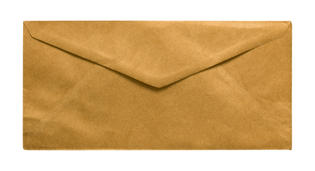brown envelope isolated with clipping path for mockup png