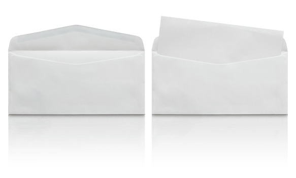 open white envelope with blank letter isolated with reflect floor png