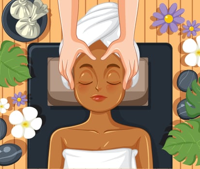 Woman getting facial massage spa vector