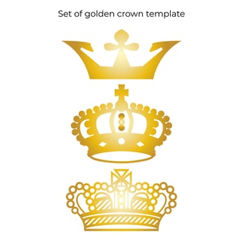 Set of golden crown illustration template. Luxury and royal design element. Eps 10 vector