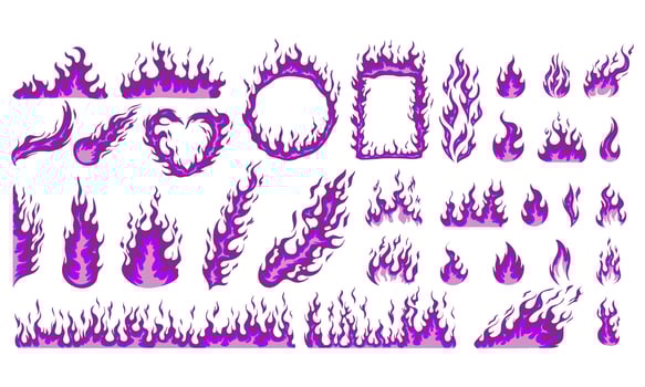 Purple cartoon flames element. Fit for comic, illustration, background. vector