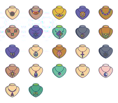 Necklace and jewellery icon set vector