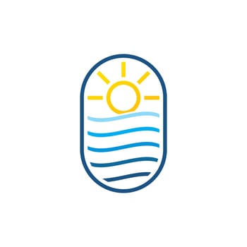 Sunrise Of The Sea, Line Logo vector