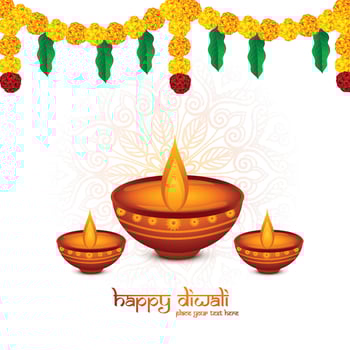 Indian religious festival diwali background with lamps vector