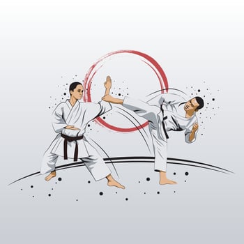 Karate is a martial art originating from Japan. vector illustrator.