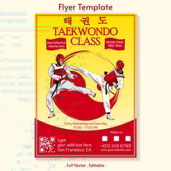 Taekwondo class vector flyer template