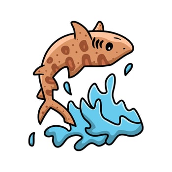 Cute tiger shark cartoon jumping vector