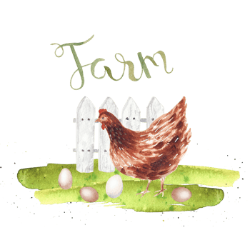 Watercolor farm goose and hen png