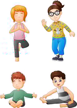 Yoga kids collection set vector