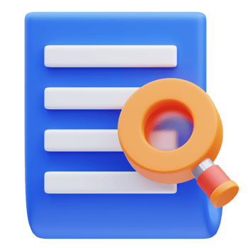 3d rendering of search document icon illustration png