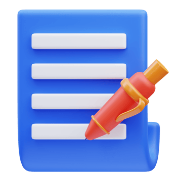 3d rendering of document writing icon illustration png