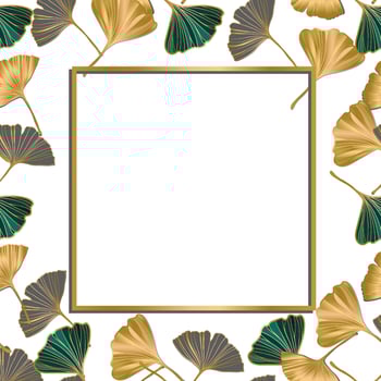 Vector banner of ginkgo biloba leaf. ink line art design. Ginkgo Biloba leaves. Copy Space
