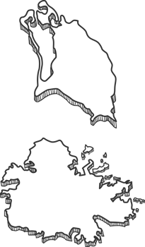 Hand Drawn of Antigua and Barbuda 3D Map png