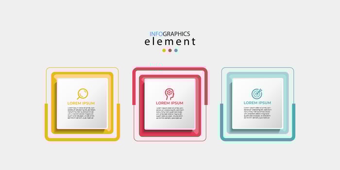 Modern 3 steps, option or levels line infographic with label. Timeline info graphic. Business presentation, information brochure, banner, workflow layout template. Eps10 Vector illustration
