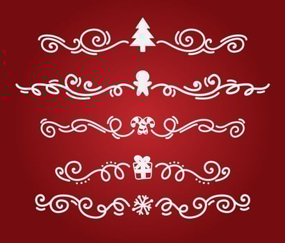 Hand drawn cute christmas divider. Vector elements