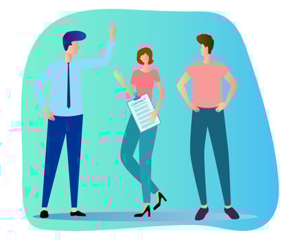 Flat vector illustration.Business partners discuss the terms of the contract among themselves.Concept of professional employees and colleagues.