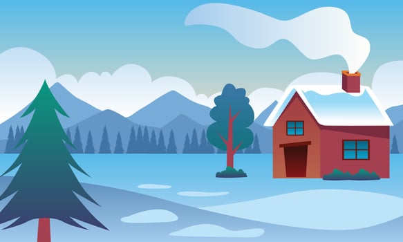 Christmas Landscape Background Illustration, Christmas Card Design. Christmas Scene in Winter Season vector