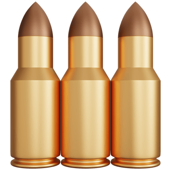 3d rendering three gun bullets isolated png