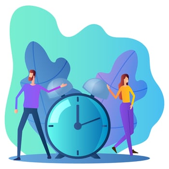 People and alarm clock.Time control,time management.Vector illustration. vector
