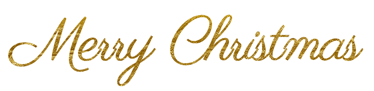 Golden Text Merry Christmas cut out png