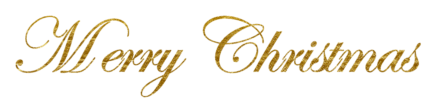 Golden Text Merry Christmas cut out png