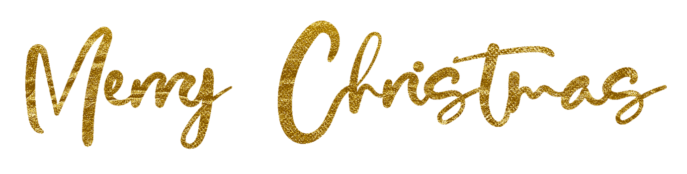 Golden Text Merry Christmas cut out png