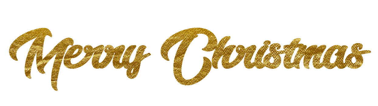Golden Text Merry Christmas cut out png