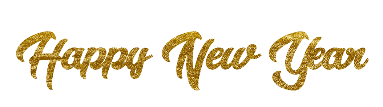 Golden Text Happy New Year cut out png