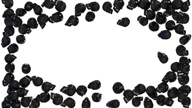 Happy Halloween Scary 3D Shiny Skulls Isolated on Edges, 3D rendering png