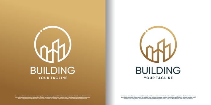 Abstract building logo with golden concept vector