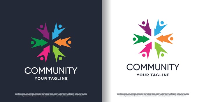 Community logo with creative arrow concept vector