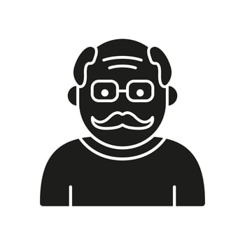 Old Senior Person Silhouette Icon. Happy Elder Man Black Pictogram. Old Grandfather Icon. Retirement Concept. Isolated Vector Illustration.