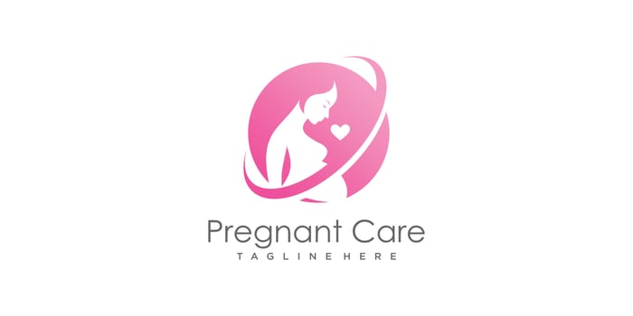 Pregnant logo design with modern unique style Premium Vector