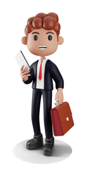 3d Businessman holding phone and briefcase png